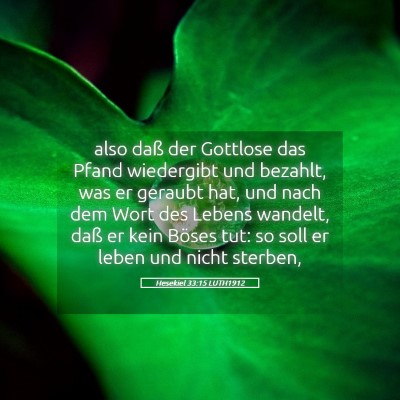 Picture 05 - Hesekiel 33:15 LUTH1912 - also daß der Gottlose das Pfand wiedergibt und - Bible Verse Picture