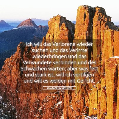 Picture 05 - Hesekiel 34:16 LUTH1912 - Ich will das Verlorene wieder suchen und das - Bible Verse Picture