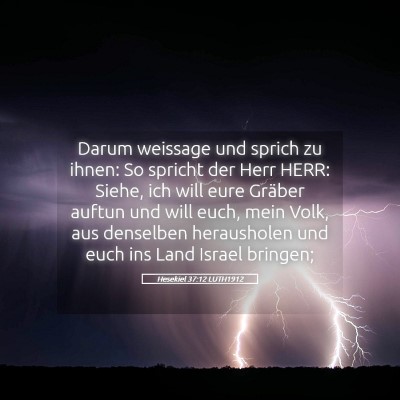 Picture 05 - Hesekiel 37:12 LUTH1912 - Darum weissage und sprich zu ihnen: So spricht - Bible Verse Picture