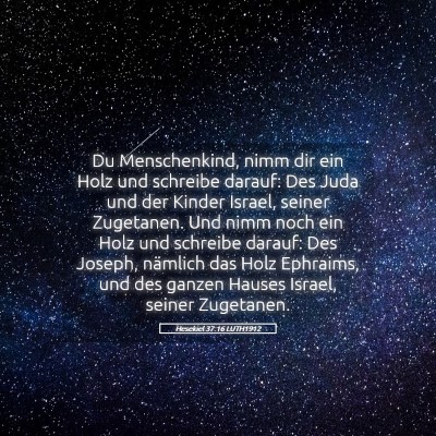 Picture 05 - Hesekiel 37:16 LUTH1912 - Du Menschenkind, nimm dir ein Holz und schreibe - Bible Verse Picture