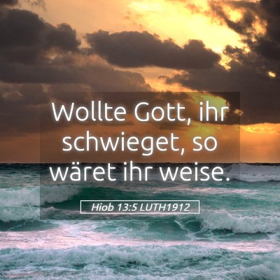 Picture 05 - Hiob 13:5 LUTH1912 - Wollte Gott, ihr schwieget, so wäret ihr - Bible Verse Picture