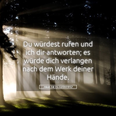 Picture 05 - Hiob 14:15 LUTH1912 - Du würdest rufen und ich dir antworten; es - Bible Verse Picture