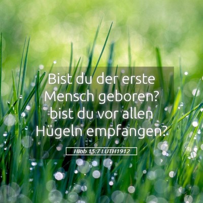 Picture 05 - Hiob 15:7 LUTH1912 - Bist du der erste Mensch geboren? bist du vor - Bible Verse Picture