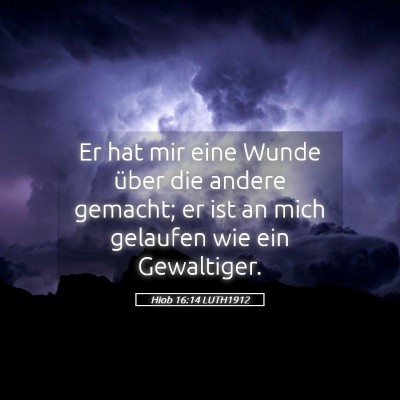 Picture 05 - Hiob 16:14 LUTH1912 - Er hat mir eine Wunde über die andere gemacht; - Bible Verse Picture