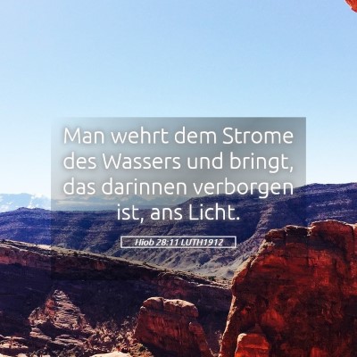 Picture 05 - Hiob 28:11 LUTH1912 - Man wehrt dem Strome des Wassers und bringt, das - Bible Verse Picture