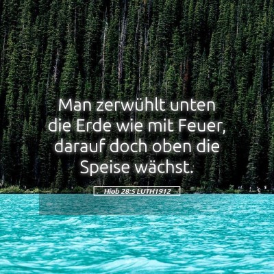 Picture 05 - Hiob 28:5 LUTH1912 - Man zerwühlt unten die Erde wie mit Feuer, - Bible Verse Picture
