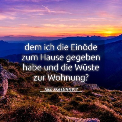 Picture 05 - Hiob 39:6 LUTH1912 - dem ich die Einöde zum Hause gegeben habe und - Bible Verse Picture