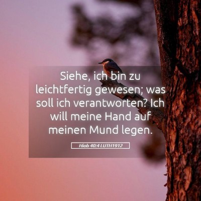 Picture 05 - Hiob 40:4 LUTH1912 - Siehe, ich bin zu leichtfertig gewesen; was soll - Bible Verse Picture