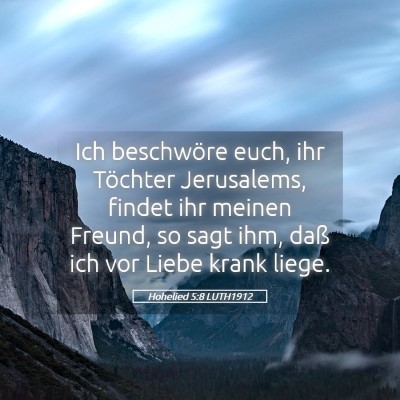 Picture 05 - Hohelied 5:8 LUTH1912 - Ich beschwöre euch, ihr Töchter Jerusalems, - Bible Verse Picture