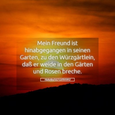 Picture 05 - Hohelied 6:2 LUTH1912 - Mein Freund ist hinabgegangen in seinen Garten, - Bible Verse Picture