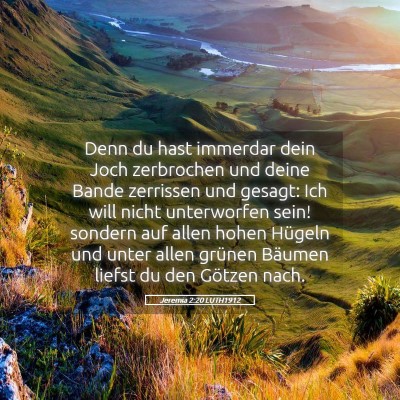 Picture 05 - Jeremia 2:20 LUTH1912 - Denn du hast immerdar dein Joch zerbrochen und - Bible Verse Picture