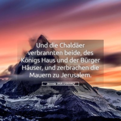 Picture 05 - Jeremia 39:8 LUTH1912 - Und die Chaldäer verbrannten beide, des Königs - Bible Verse Picture