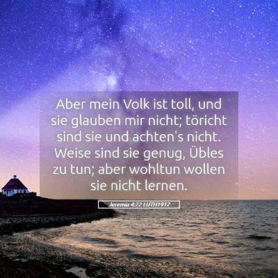 Picture 05 - Jeremia 4:22 LUTH1912 - Aber mein Volk ist toll, und sie glauben mir - Bible Verse Picture