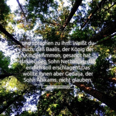 Picture 05 - Jeremia 40:14 LUTH1912 - und sprachen zu ihm: Weißt du auch, daß Baalis, - Bible Verse Picture