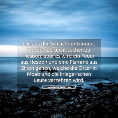 Picture 05 - Jeremia 48:45 LUTH1912 - Die aus der Schlacht entrinnen, werden Zuflucht - Bible Verse Picture