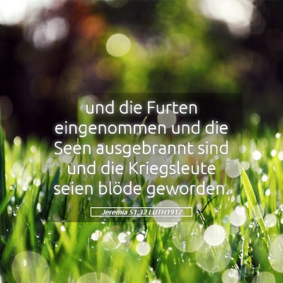 Picture 05 - Jeremia 51:32 LUTH1912 - und die Furten eingenommen und die Seen - Bible Verse Picture