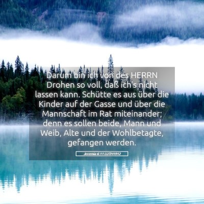 Picture 05 - Jeremia 6:11 LUTH1912 - Darum bin ich von des HERRN Drohen so voll, daß - Bible Verse Picture