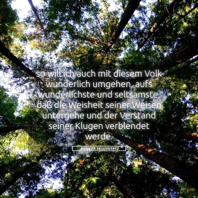 Picture 05 - Jesaja 29:14 LUTH1912 - so will ich auch mit diesem Volk wunderlich - Bible Verse Picture