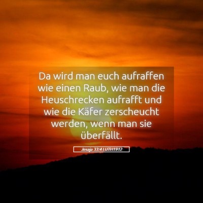Picture 05 - Jesaja 33:4 LUTH1912 - Da wird man euch aufraffen wie einen Raub, wie - Bible Verse Picture