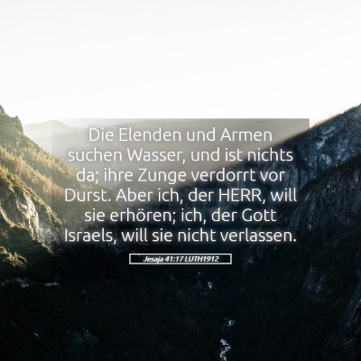 Picture 05 - Jesaja 41:17 LUTH1912 - Die Elenden und Armen suchen Wasser, und ist - Bible Verse Picture