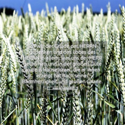 Picture 05 - Jesaja 63:7 LUTH1912 - Ich will der Gnade des HERRN gedenken und des - Bible Verse Picture
