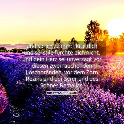 Picture 05 - Jesaja 7:4 LUTH1912 - und sprich zu ihm: Hüte dich und sei still; - Bible Verse Picture