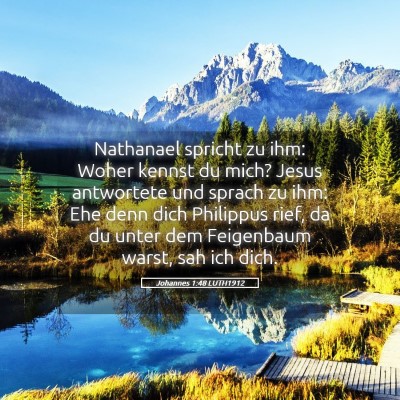 Picture 05 - Johannes 1:48 LUTH1912 - Nathanael spricht zu ihm: Woher kennst du mich? - Bible Verse Picture