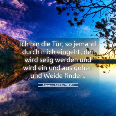 Picture 05 - Johannes 10:9 LUTH1912 - Ich bin die Tür; so jemand durch mich eingeht, - Bible Verse Picture
