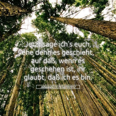 Picture 05 - Johannes 13:19 LUTH1912 - Jetzt sage ich's euch, ehe denn es geschieht, auf - Bible Verse Picture