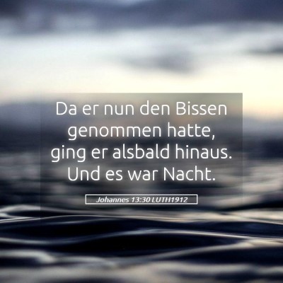 Picture 05 - Johannes 13:30 LUTH1912 - Da er nun den Bissen genommen hatte, ging er - Bible Verse Picture
