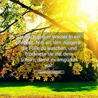 Picture 05 - Johannes 13:5 LUTH1912 - Darnach goß er Wasser in ein Becken, hob an, den - Bible Verse Picture