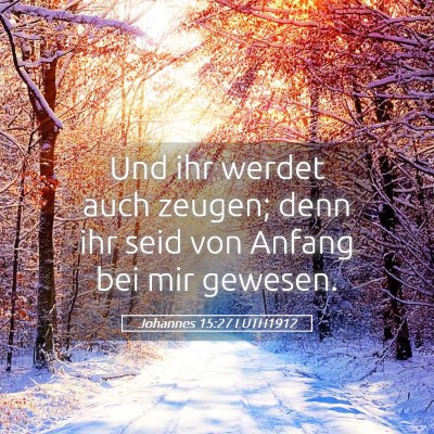 Picture 05 - Johannes 15:27 LUTH1912 - Und ihr werdet auch zeugen; denn ihr seid von - Bible Verse Picture