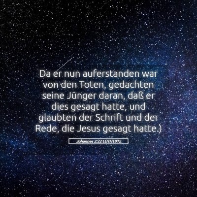 Picture 05 - Johannes 2:22 LUTH1912 - Da er nun auferstanden war von den Toten, - Bible Verse Picture