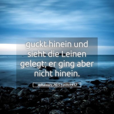 Picture 05 - Johannes 20:5 LUTH1912 - guckt hinein und sieht die Leinen gelegt; er ging - Bible Verse Picture