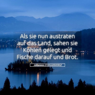 Picture 05 - Johannes 21:9 LUTH1912 - Als sie nun austraten auf das Land, sahen sie - Bible Verse Picture