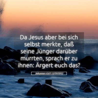 Picture 05 - Johannes 6:61 LUTH1912 - Da Jesus aber bei sich selbst merkte, daß seine - Bible Verse Picture