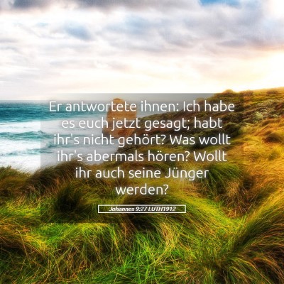 Picture 05 - Johannes 9:27 LUTH1912 - Er antwortete ihnen: Ich habe es euch jetzt - Bible Verse Picture