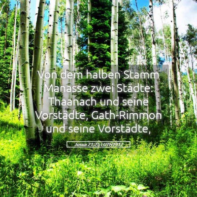Picture 05 - Josua 21:25 LUTH1912 - Von dem halben Stamm Manasse zwei Städte: - Bible Verse Picture