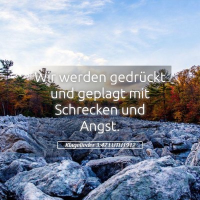 Picture 05 - Klagelieder 3:47 LUTH1912 - Wir werden gedrückt und geplagt mit Schrecken - Bible Verse Picture