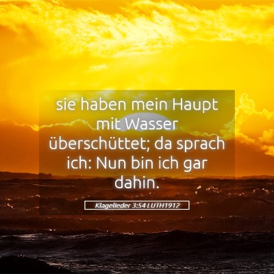 Picture 05 - Klagelieder 3:54 LUTH1912 - sie haben mein Haupt mit Wasser überschüttet; - Bible Verse Picture
