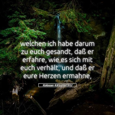 Picture 05 - Kolosser 4:8 LUTH1912 - welchen ich habe darum zu euch gesandt, daß er - Bible Verse Picture