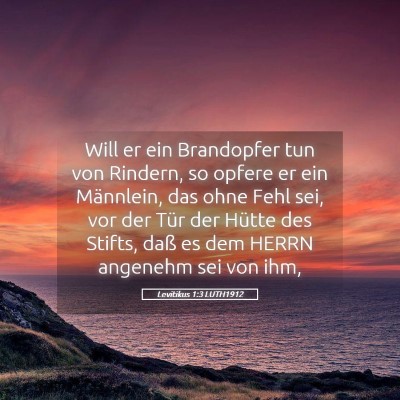 Picture 05 - Levitikus 1:3 LUTH1912 - Will er ein Brandopfer tun von Rindern, so opfere - Bible Verse Picture