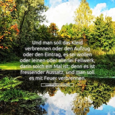 Picture 05 - Levitikus 13:52 LUTH1912 - Und man soll das Kleid verbrennen oder den Aufzug - Bible Verse Picture