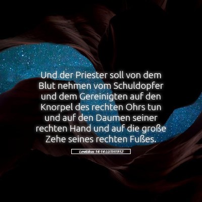 Picture 05 - Levitikus 14:14 LUTH1912 - Und der Priester soll von dem Blut nehmen vom - Bible Verse Picture