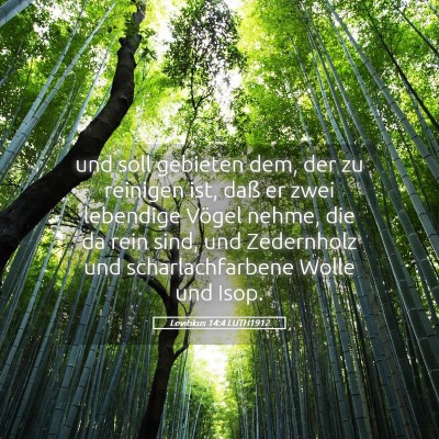 Picture 05 - Levitikus 14:4 LUTH1912 - und soll gebieten dem, der zu reinigen ist, daß - Bible Verse Picture