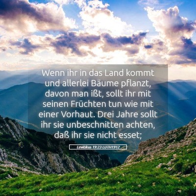 Picture 05 - Levitikus 19:23 LUTH1912 - Wenn ihr in das Land kommt und allerlei Bäume - Bible Verse Picture