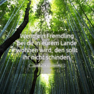 Picture 05 - Levitikus 19:33 LUTH1912 - Wenn ein Fremdling bei dir in eurem Lande wohnen - Bible Verse Picture