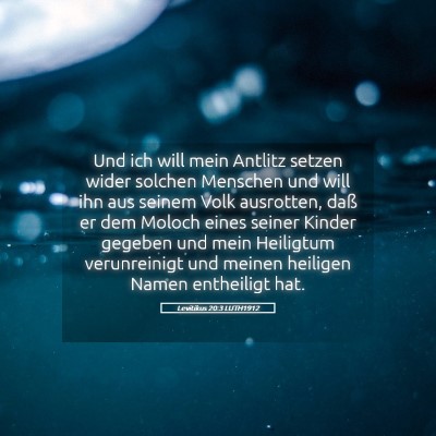 Picture 05 - Levitikus 20:3 LUTH1912 - Und ich will mein Antlitz setzen wider solchen - Bible Verse Picture