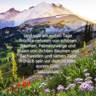 Picture 05 - Levitikus 23:40 LUTH1912 - Und sollt am ersten Tage Früchte nehmen von - Bible Verse Picture