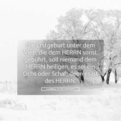 Picture 05 - Levitikus 27:26 LUTH1912 - Die Erstgeburt unter dem Vieh, die dem HERRN - Bible Verse Picture